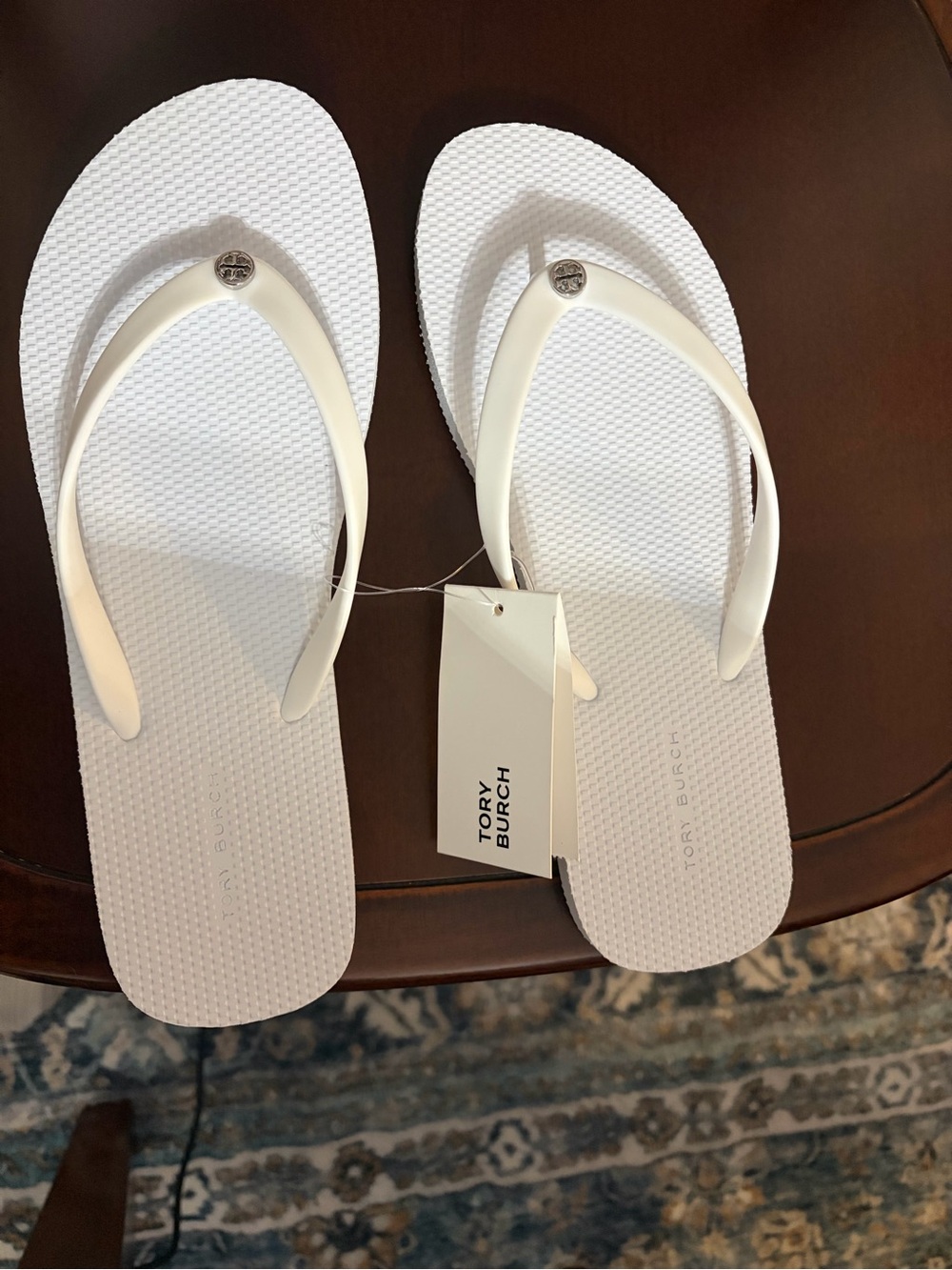 Tory Burch White Logo Thong Sandals - NWT - Size 9